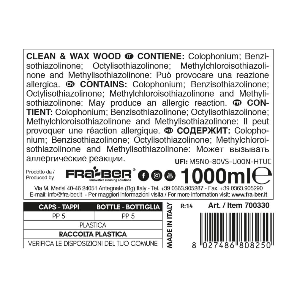 Clean&Wax Wood di Fra-Ber Detergente Lavapavimenti e Cera Parquet e Laminati